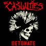 "The Casualties" und "Detonate" in rotem Text. Schädel mit Irokesenschnitt und Kette. Punk-Stil., LP