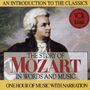 "The Story of Mozart in Words and Music" steht über einem klassischen Porträt von Mozart., CD