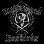 "Motörhead Bastards" in markanter Schrift mit einem furchteinflößenden Monster mit Flügeln und gekreuzten Schwertern.