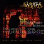 Text: "sleeps with angels", "neil young and crazy horse". Hintergrund: Dunkle Silhouette vor rotem, verschwommenem Textmuster., 2 LPs