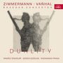ZIMMERMANN | VAŇHAL BASSON CONCERTOS. DUALITY. Verschwommene Silhouette von zwei Personen mit Musikinstrumenten., CD
