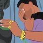 Illustration: Eine Person verdeckt ihr Gesicht mit der Hand, daneben eine Hand mit goldenen Ringen und Armband., Single 12"