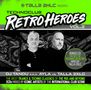 „TechnoClub RetroHeroes Vol. 2“, mit DJ Tandu und Talla 2XLC. Schwarz-weiß Porträts vor grafischem Hintergrund., 2 CDs