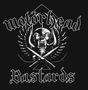 Text: "Motörhead Bastards". Illustration: Ein stilisierter Schädel mit Flügeln und gekreuzten Schwertern darunter., LP