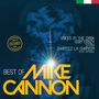 Texte: "VOICES IN THE DARK", "GOIN' CRAZY", "STAY", "CHANTEZ LA CHANSON", "BEST OF MIKE CANNON". Geometrische Kunst mit Gesicht und Lichtstrahlen., LP