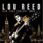 "Lou Reed New York Concert 1972" steht über einem Gitarristen vor einer Skyline, schwarz-goldfarbenes Design., CD