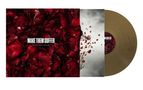 "MAKE THEM SUFFER" und "NEVERBLOOM" in weißen Großbuchstaben auf tiefroten Rosenblättern, daneben eine bronzene Schallplatte., LP
