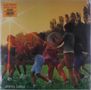 "Lucio Battisti anima latina" steht oben links. Kinder spielen im Freien, einige mit Musikinstrumenten, im Sonnenuntergang., LP