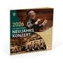 „2026 Neujahrskonzert Wiener Philharmoniker Yannick Nézet-Séguin“. Dirigent und Orchester in eleganter Umgebung.