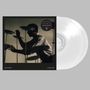 „LIMITED PRESSING“, „james blake“ und „trying ᔭɔimʇ“. Eine Person balanciert drehende Teller. Zwei weiße Vinyl-Schallplatten., 2 LPs