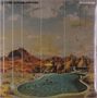 Text: "YOUNG GUN SILVER FOX" und "PLEASURE". Illustration: Landschaft mit Pool, Menschen schwimmen, Berge im Hintergrund., LP