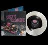 "DIRTY BLONDE" steht auf einem Albumcover und einer Schallplatte. Eine Person liegt auf einem Sofa in einem Leoparden-Outfit., LP