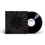 Logo-Text: "TRANSDIFFUSION". Schwarze Vinyl-Schallplatte mit abstraktem geometrischem Design auf dem Cover., LP