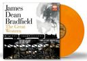 "James Dean Bradfield The Great Western" in schwarzer Schrift. Gelbe Vinylplatte und stilisierte Zugabbildung., LP