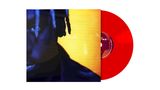 “MY LIFE IN A TRAXX” auf rotem Vinyl, Cover: Nahaufnahme eines Gesichts, links blau beleuchtet mit gelbem Hintergrund., LP