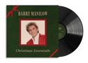 "Barry Manilow, Christmas Essentials" auf einem dunkelgrünen Albumcover mit rotem Rand und einem Foto., LP