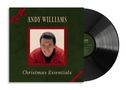 "ANDY WILLIAMS Christmas Essentials". Dunkelgrüne Hülle mit roter Schleife und Foto eines Mannes. Eine Schallplatte., LP
