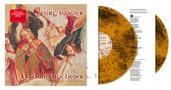 "Jezt auf schmutziger Vinyl! Black Dust Vinyl". Gemälde mit Engeln, die Instrumente spielen; braun gesprenkelte Schallplatte.