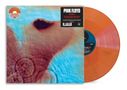Text: "SAN TROPEZ MARBLED ORANGE VINYL", "PINK FLOYD MEDDLE". Cover in Blau-Orange mit konzentrischen Kreisen., LP