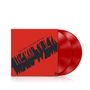 "Lucro Sucio: Unfinished Business." Auf rotem Cover steht dies schräg in Schwarz, daneben zwei rote Vinylplatten., 2 LPs