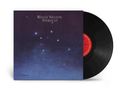 "Willie Nelson Stardust"; Schallplattencover in Dunkelblau mit leuchtenden Sternen. Schwarze Vinyl-Schallplatte rechts., LP