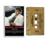 „Michael Jackson Thriller“, Kassettenhülle links, goldene Kassette rechts, Porträt eines Mannes in weißem Anzug., MC