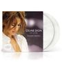 Text: "Celine Dion My Love Essential Collection." Portrait einer Frau mit geschlossenen Augen und welligem Haar. Zwei weiße Vinylplatten., 2 LPs