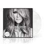 Text: "Celine Dion Loved Me Back to Life." Schwarz-weißes Porträt einer Frau mit langen Haaren., LP