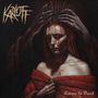 "KARLOFF, Revered by Death". Hände krönen blutüberströmtes Gesicht. Dunkle, düstere Töne., LP