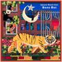 „Iguana Death Cult Guns Out“ steht oben. Eine surreale Illustration zeigt einen Tiger, eine Mondfigur und Gebäude., LP