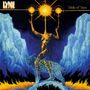 Text: "LYNX", "Trinity of Suns". 

Eine Illustration: Ein flammender Mensch mit drei Sonnen, ein Luchs und Eisberge im Hintergrund., CD
