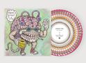 "Have a great life." auf einer Sprechblase. Illustration eines Gehirnwesen mit Sonnenbrille, Tasse und Kleidung. Vinyl daneben., LP
