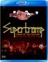 Supertramp, Crime of the Century, Konzert 1975. Musiker auf der Bühne, oben schwebende Hüte und Mäntel. Blu-ray-Logo., Blu-ray Disc