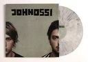 Text: "JOHNOSSI". Zwei Männer auf einem Albumcover, halb verdeckt von einer marmorierten Schallplatte., LP