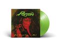 Ein grünes Schallplatten-Cover mit "Poison" und "Open Up and Say... Ahh!" in leuchtenden Farben zeigt eine monströse Figur.