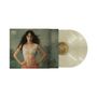 Text: "My Back Was a Bridge for You to Cross", "Tidal", "Hardback Book". Frau mit langem Haar, weißes Top, rosa Rock, zwei transparente Schallplatten., 2 LPs