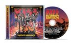 CD und Cover zeigen "KISS Destroys Anaheim '76". Vier Personen in markanten Kostümen, vor einer Bühne., CD