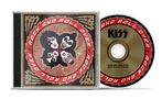 CD-Hülle mit KISS-Logo und "ROCK AND ROLL OVER". Illustration zeigt vier stilisierte, maskierte Gesichter., CD
