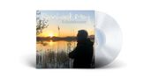„Reinhard Mey, Schatzhauser“. Silhouette eines Mannes am See bei Sonnenuntergang. Vinyl im Hintergrund., LP