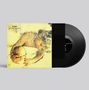 Text: "KEO". Eine Schallplatte mit gelbem Cover. Ein Kind hält eine Puppe. Die Grafik wirkt nostalgisch und verblasst., LP