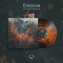 Titel: "ENISUM - Autumn Embrace". Albumcover mit orangen Bäumen, Vinyl in Orange-Tönen, herbstliches Design., LP