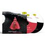 "Philip Glass for Cello, Camille Thomas." Frau in rotem Kleid mit Cello vor moderner, wellenförmiger schwarz-weißer Wand., 2 CDs