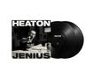 HEATON, JENIUS auf einem Album-Cover; Person zeigt auf die Kamera, daneben zwei Schallplatten., 2 LPs