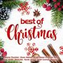 "Best of Christmas" in roter Schrift. Zweige, Zapfen, Beeren, Gewürze und Schneeflocken zieren den Hintergrund.