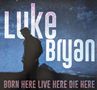 Text: "Luke Bryan" und "Born Here Live Here Die Here". Silhouette eines Mannes vor blauem Hintergrund., 2 LPs