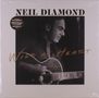 Text: "NEIL DIAMOND" oben, "WILD AT HEART" in Handschrift. Schwarz-Weiß-Foto eines Mannes mit Gitarre. Albumcover., LP