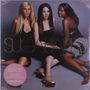 "Sugababes Taller in More Ways" steht in großen Buchstaben. Drei Frauen sitzen elegant in schwarzen Kleidern., LP