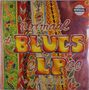 „normaal de BLUES elpee + 4 N-JENRS“, bunte, florale Muster, auffällige gelbe Schrift., 2 LPs