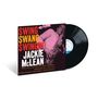 „SWING SWANG SWINGIN' JACKIE McLEAN“. Ein Mann spielt Saxophon auf einem Albumcover., LP