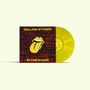 "Rolling Stones", "IN THE STARS" auf schwarzem Hintergrund, gelbe Vinyl-Schallplatte. Zunge-Logo in der Mitte., Single 10"